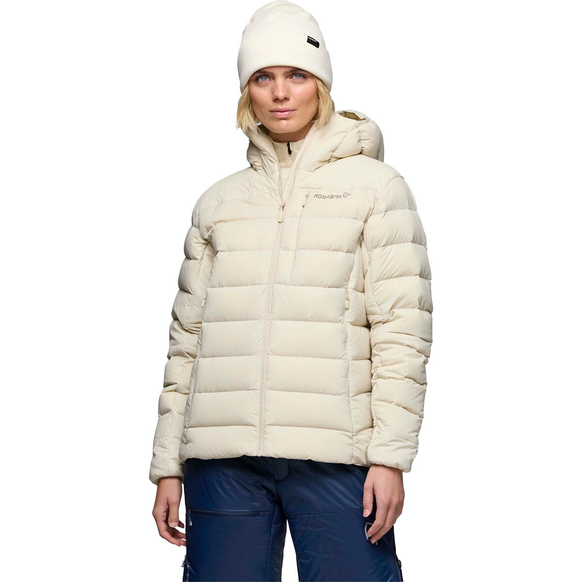 Image of Norrona Femund Down700 Zip Hooded Jacket - Women's Oatmeal, M