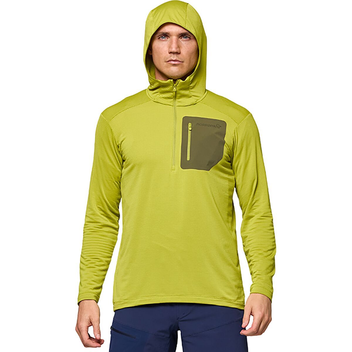 Image of Norrona Falketind Warm1 Hooded Jacket - Men's Golden Lime/Olive Night, L