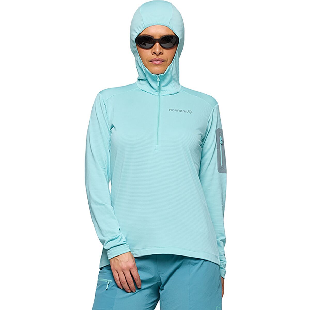 Image of Norrona Falketind Warm1 Hood - Women's Aqua Haze/Trooper, L