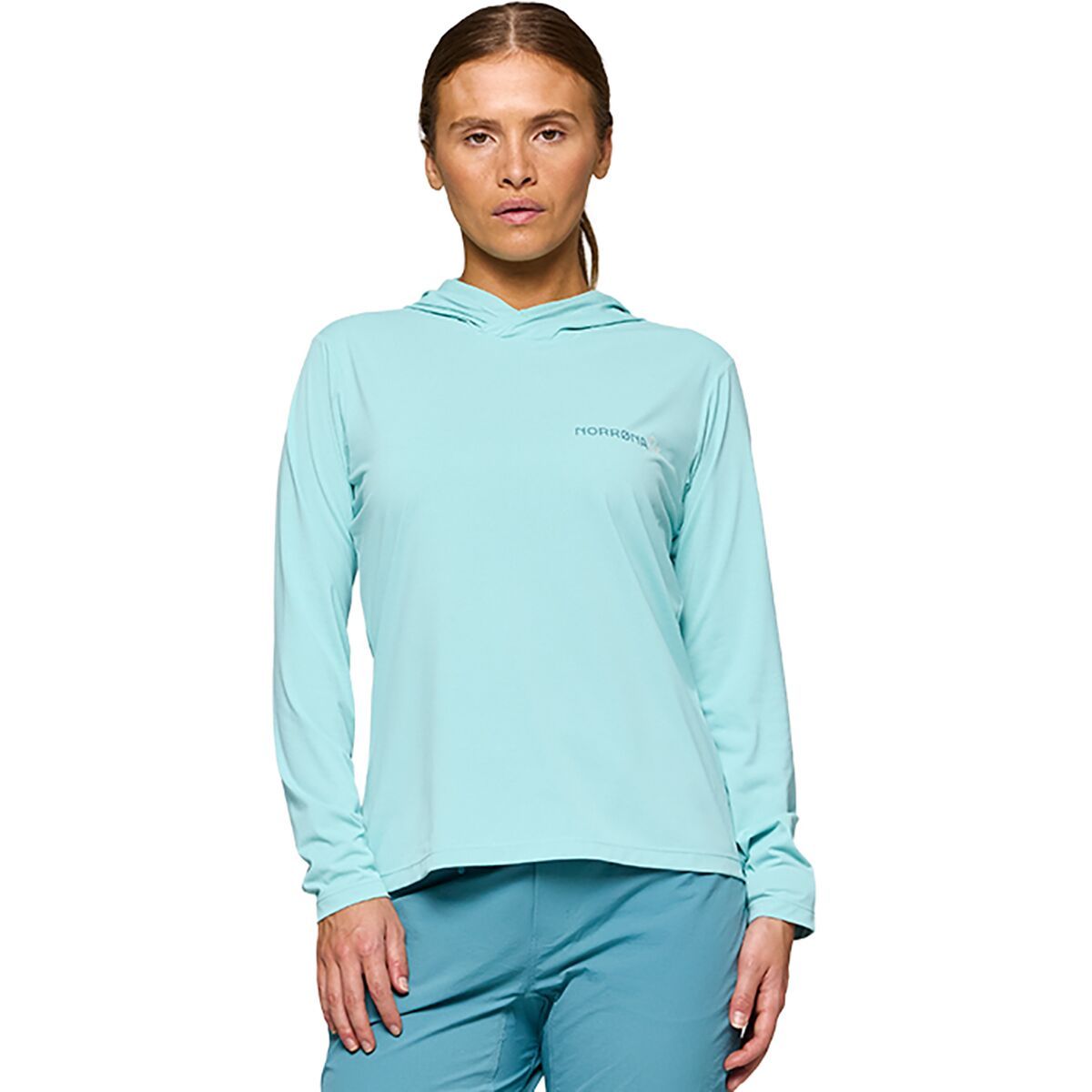 Image of Norrona Femund Tech Hooded Top - Women's Aqua Haze, XL