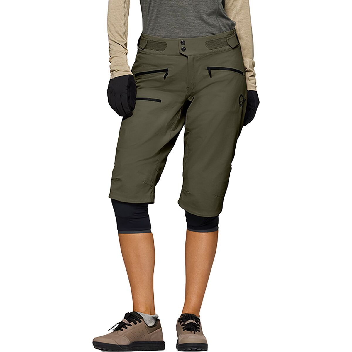 Image of Norrona Fjora Flex1 Short - Women's Olive Night, M