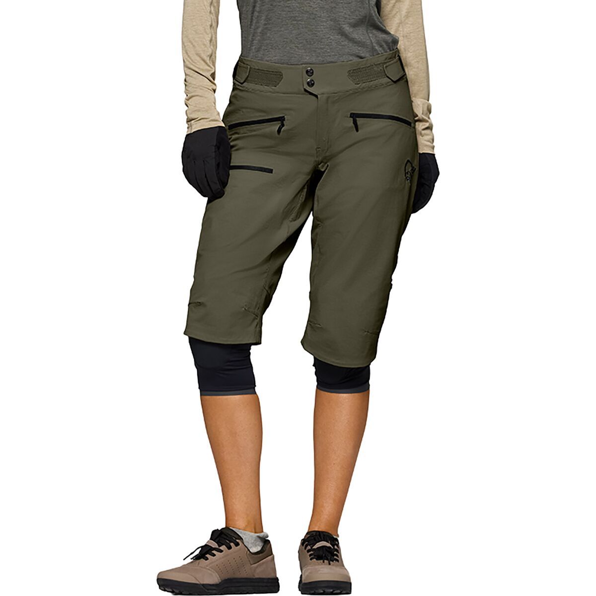 Image of Norrona Fjora Flex1 Short - Women's Olive Night, L