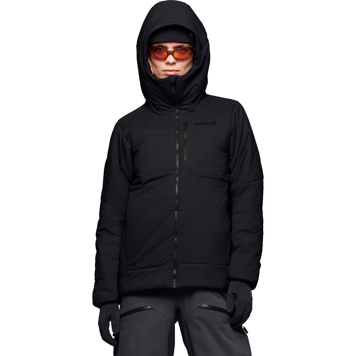 Image of Norrona Tamok Thermo80 Zip Hooded Jacket - Women's Caviar Black, M