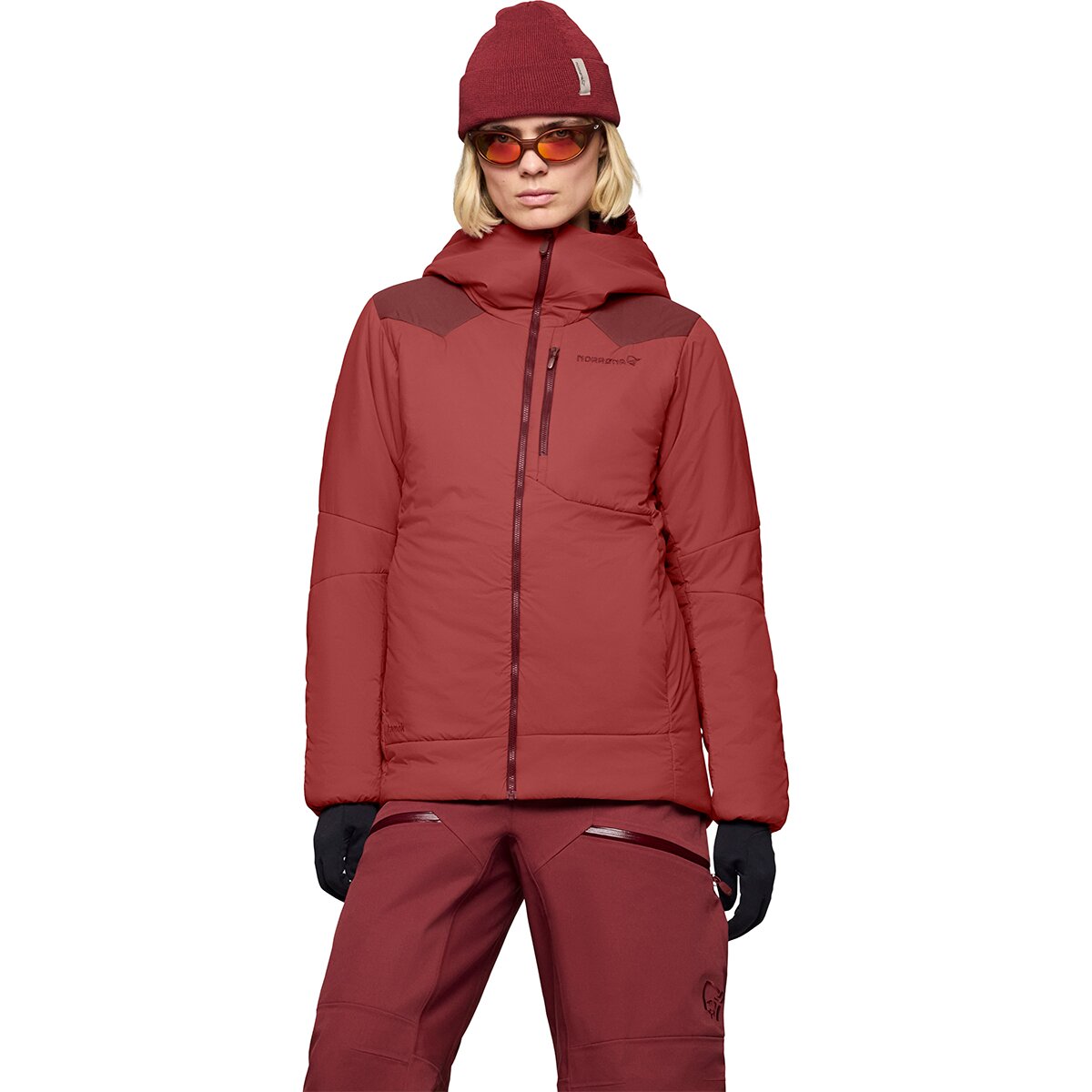 Image of Norrona Tamok Thermo80 Zip Hooded Jacket - Women's Cowhide/Port, M