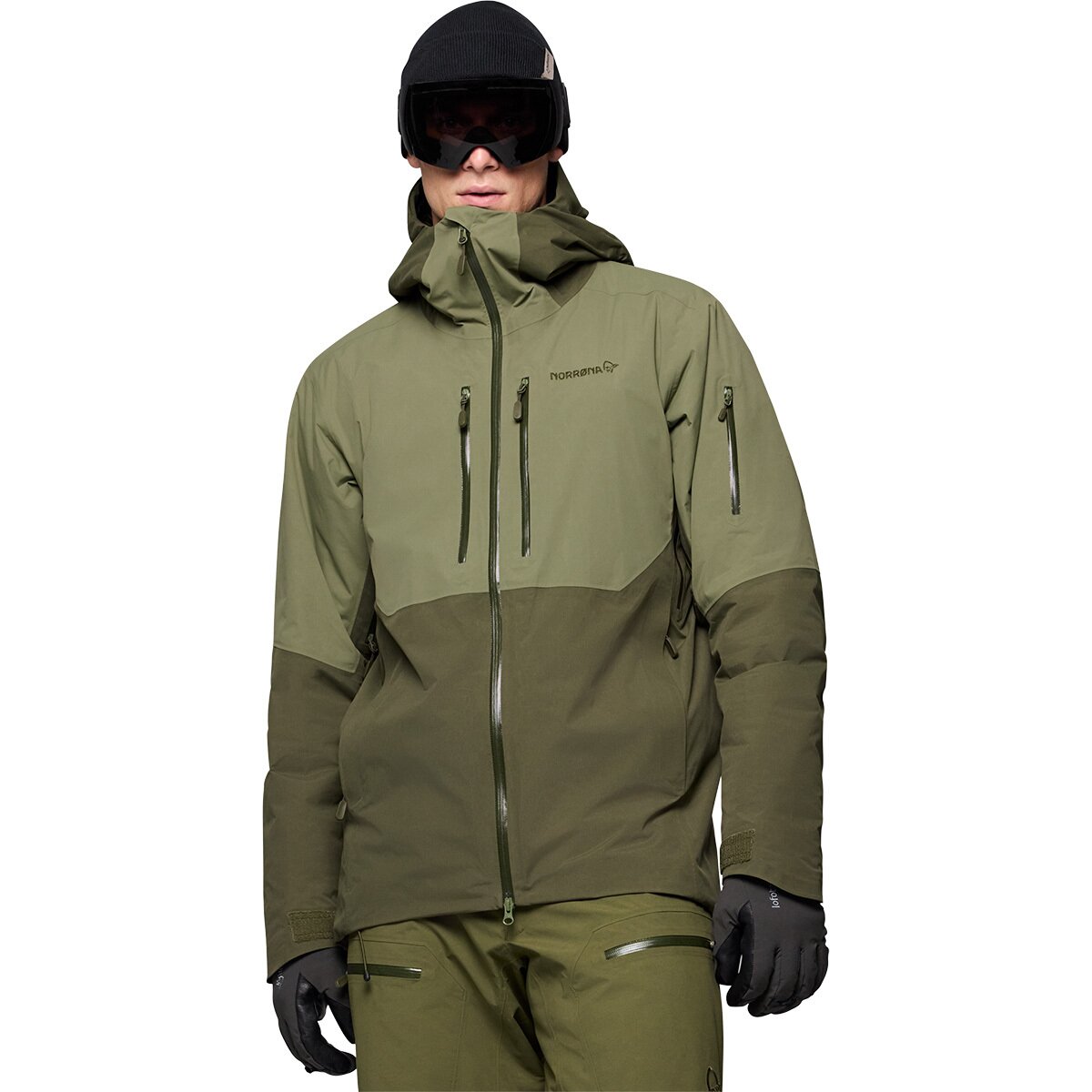 Image of Norrona Lofoten Gore-Tex Thermo80 Jacket - Men's Olive Night/Deep Lichen Green, S
