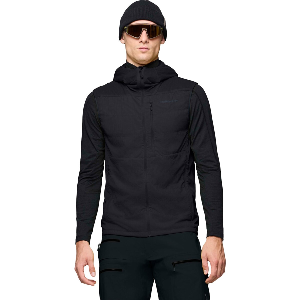 Image of Norrona Lyngen Thermo100 Active Vest - Men's Caviar Black, S