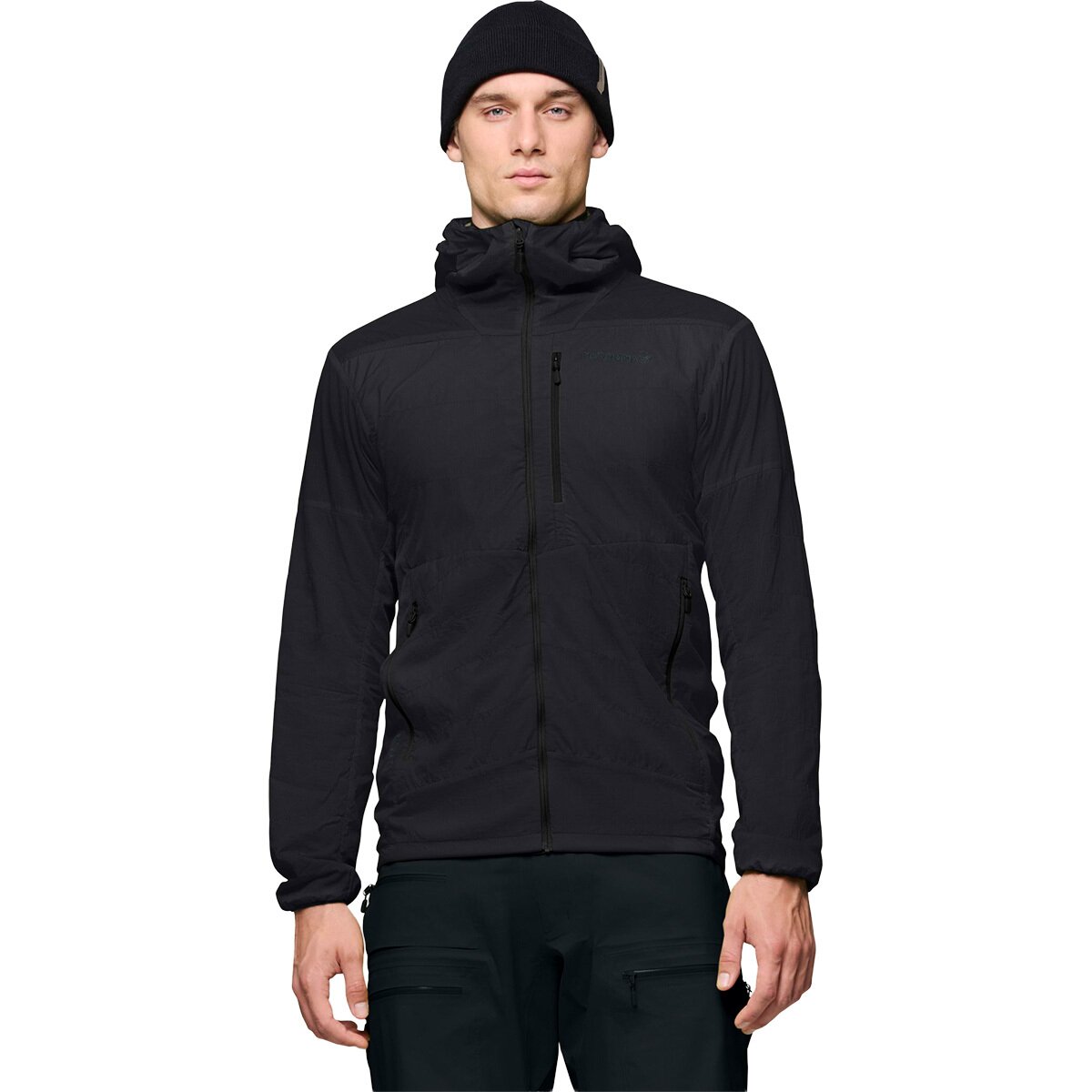 Image of Norrona Lyngen Thermo100 Active Zip Hooded Jacket - Men's Caviar Black, L