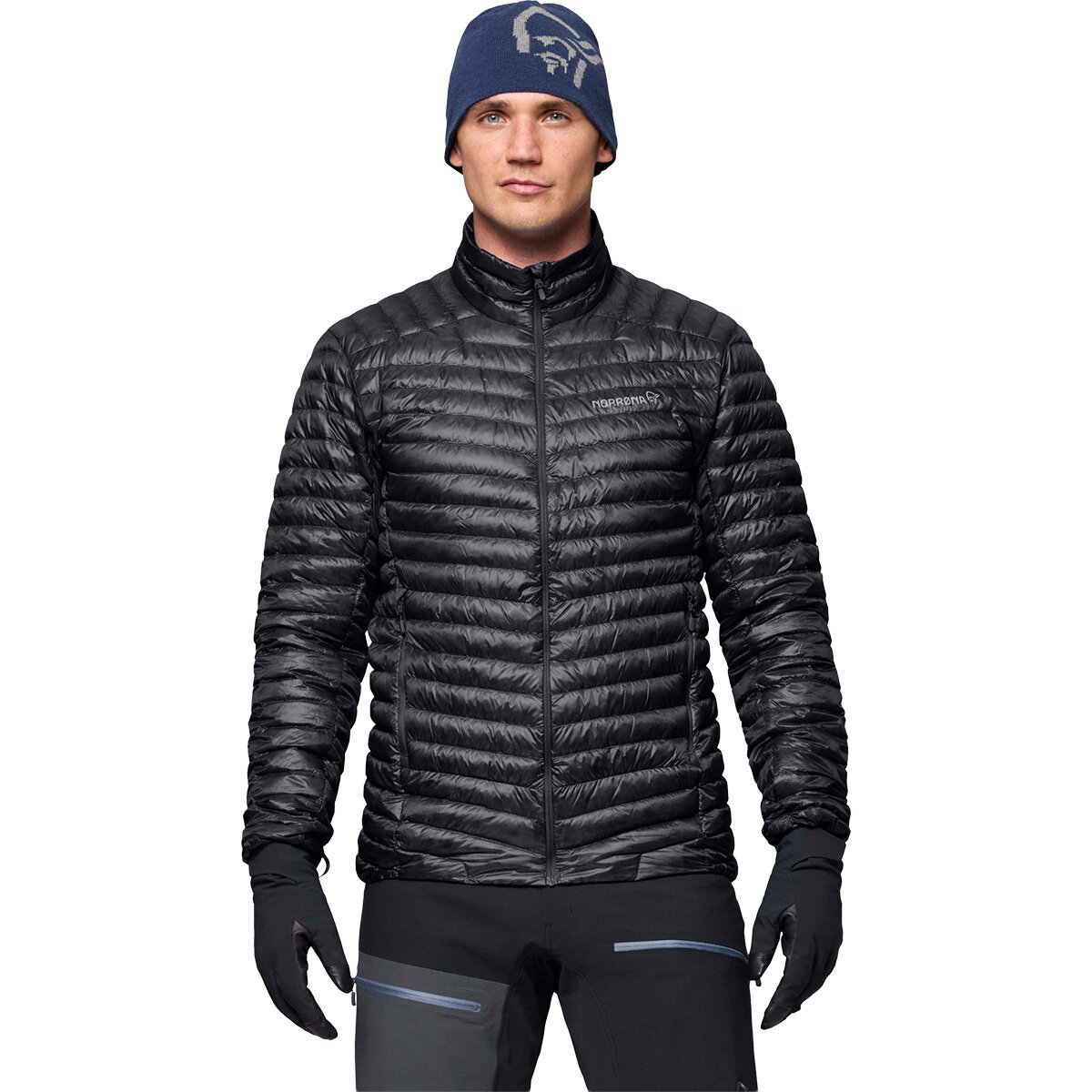 Image of Norrona Trollveggen Dri2 Down800 Zip Hooded Jacket - Men's Caviar Black, L