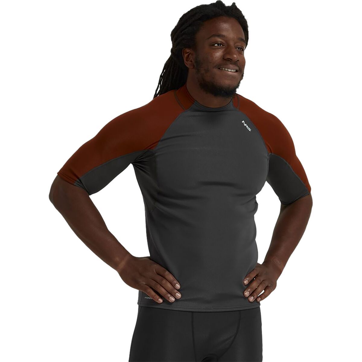 Image of NRS HydroSkin 0.5mm Short-Sleeve Top - Men's Graphite/Brick, S