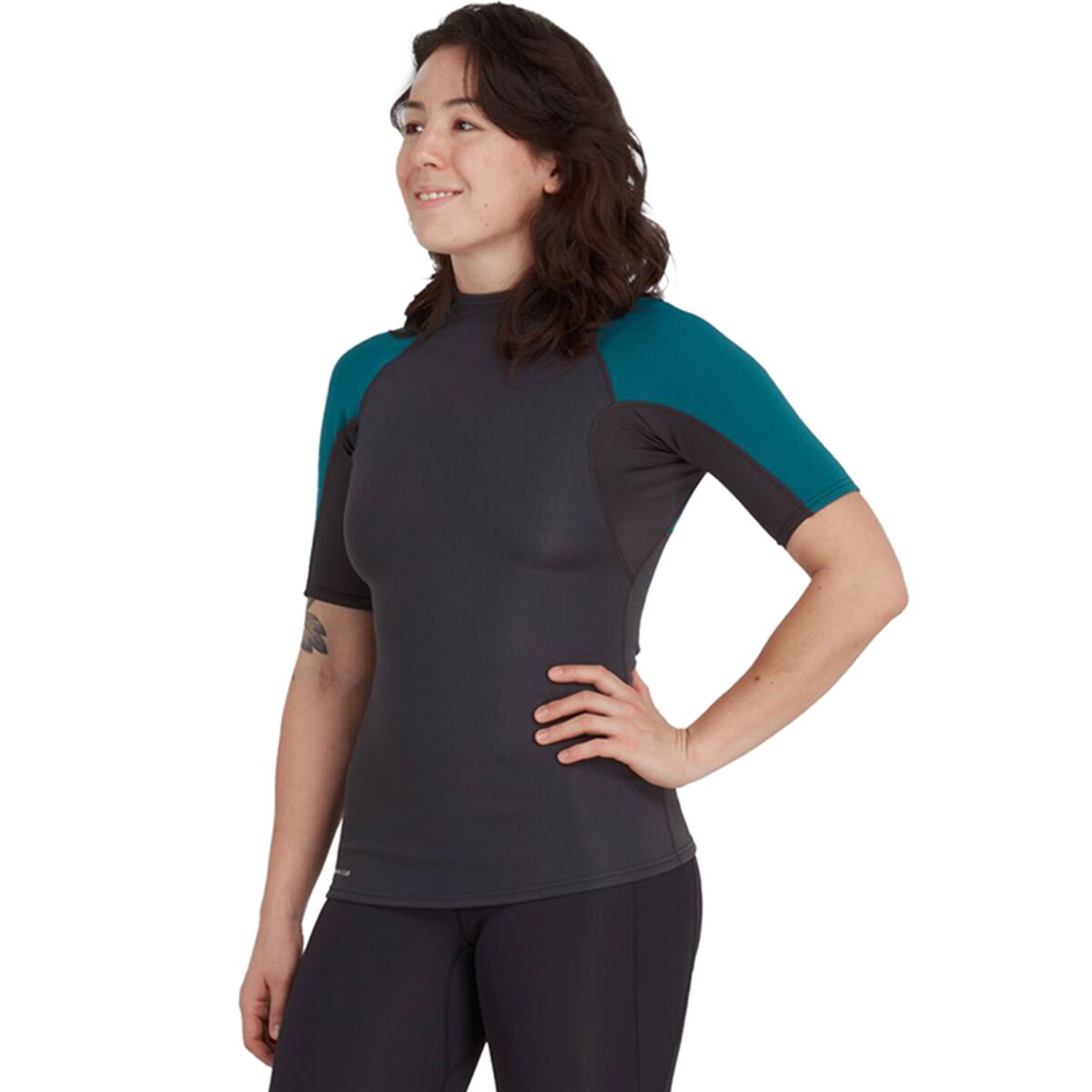 Image of NRS HydroSkin 0.5mm Short-Sleeve Top - Women's Graphite/Harbor, L