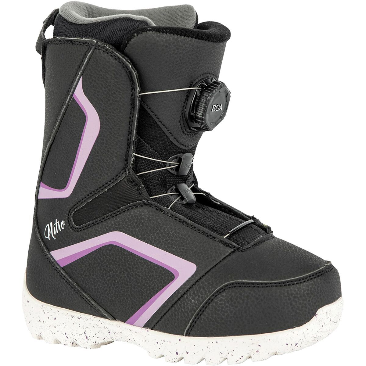 Nitro Droid BOA Snowboard Boot - 2022 - Kids' Black/Purple/White, 3.0