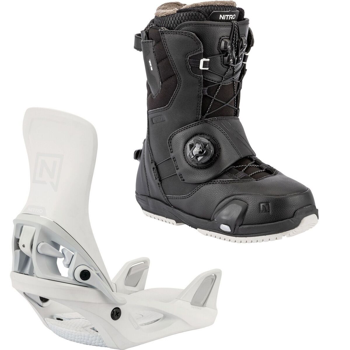Nitro Nitro Cave Step On TLS Snowboard Boot + Step On Binding - Women's Black, White, 7.5/M