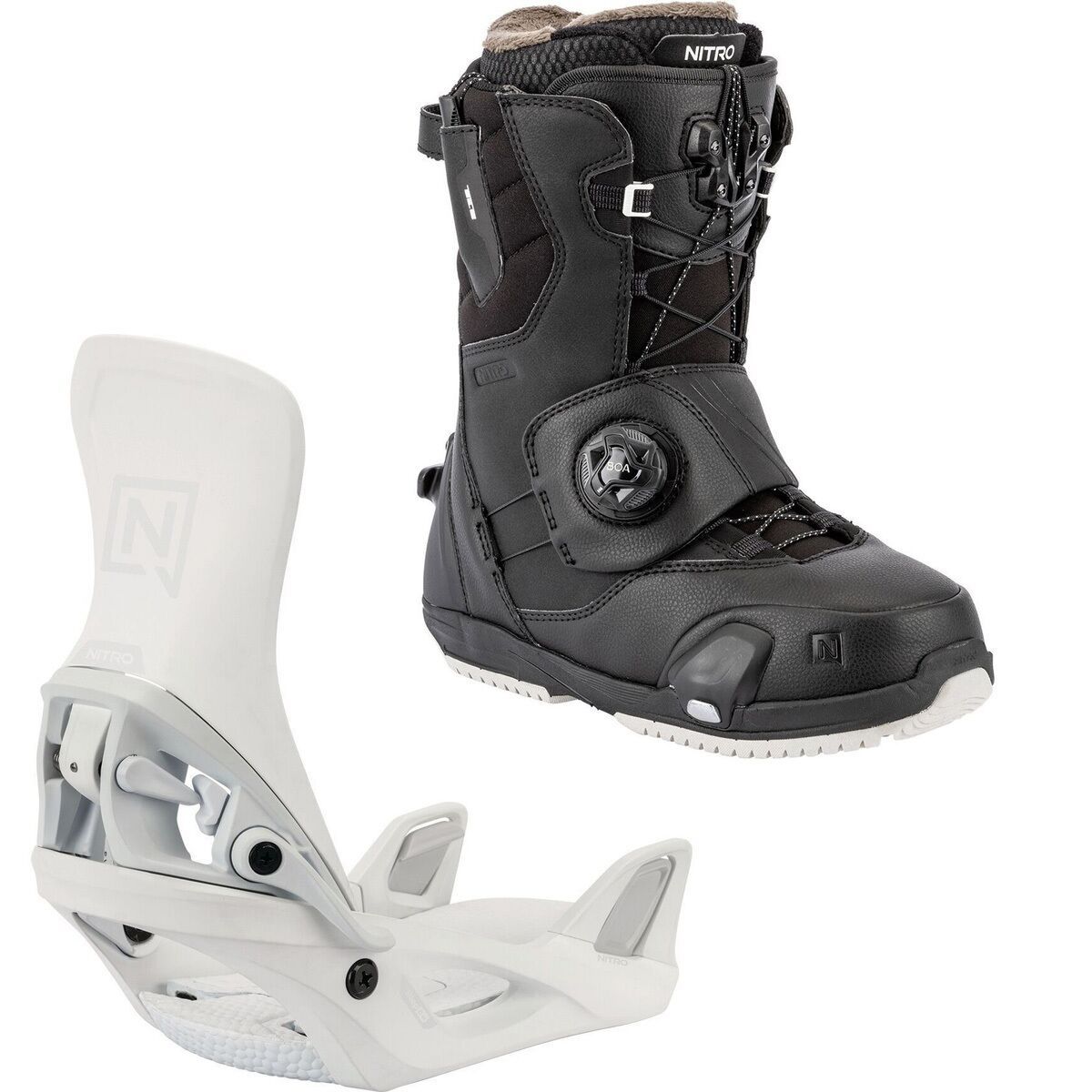 Image of Nitro Cave Step On TLS Snowboard Boot + Step On Binding - Women's Black, White, 9.0/L