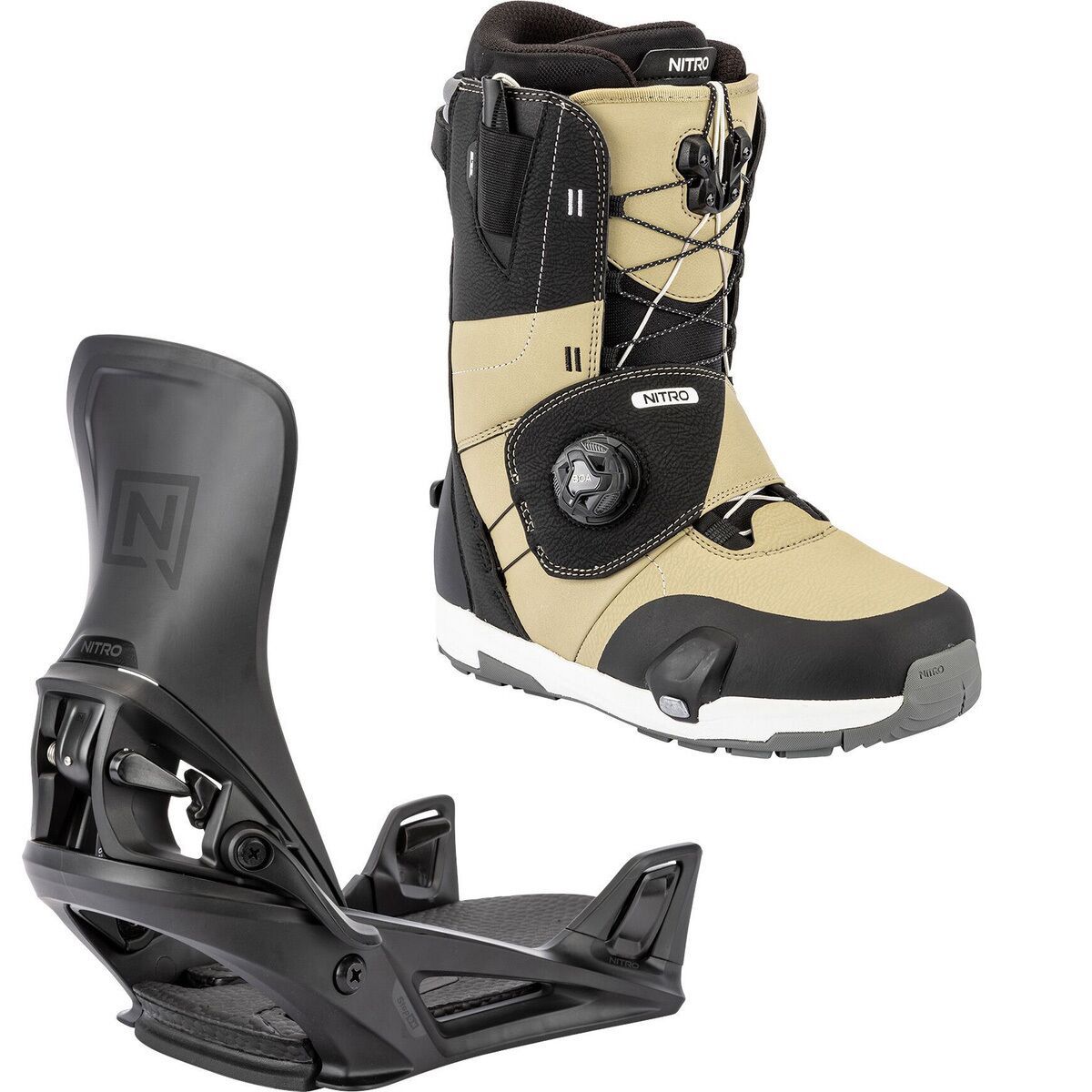 Image of Nitro Venture Step On TLS Snowboard Boot + Step On Binding Desert/Black, Ultra Black, 10.0/M