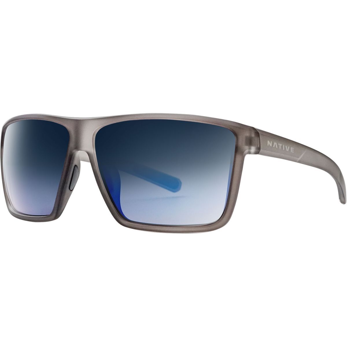 Image of Native Eyewear Wells XL Polarized Sunglasses Matte Smoke Crystal/Blue Reflex, One Size