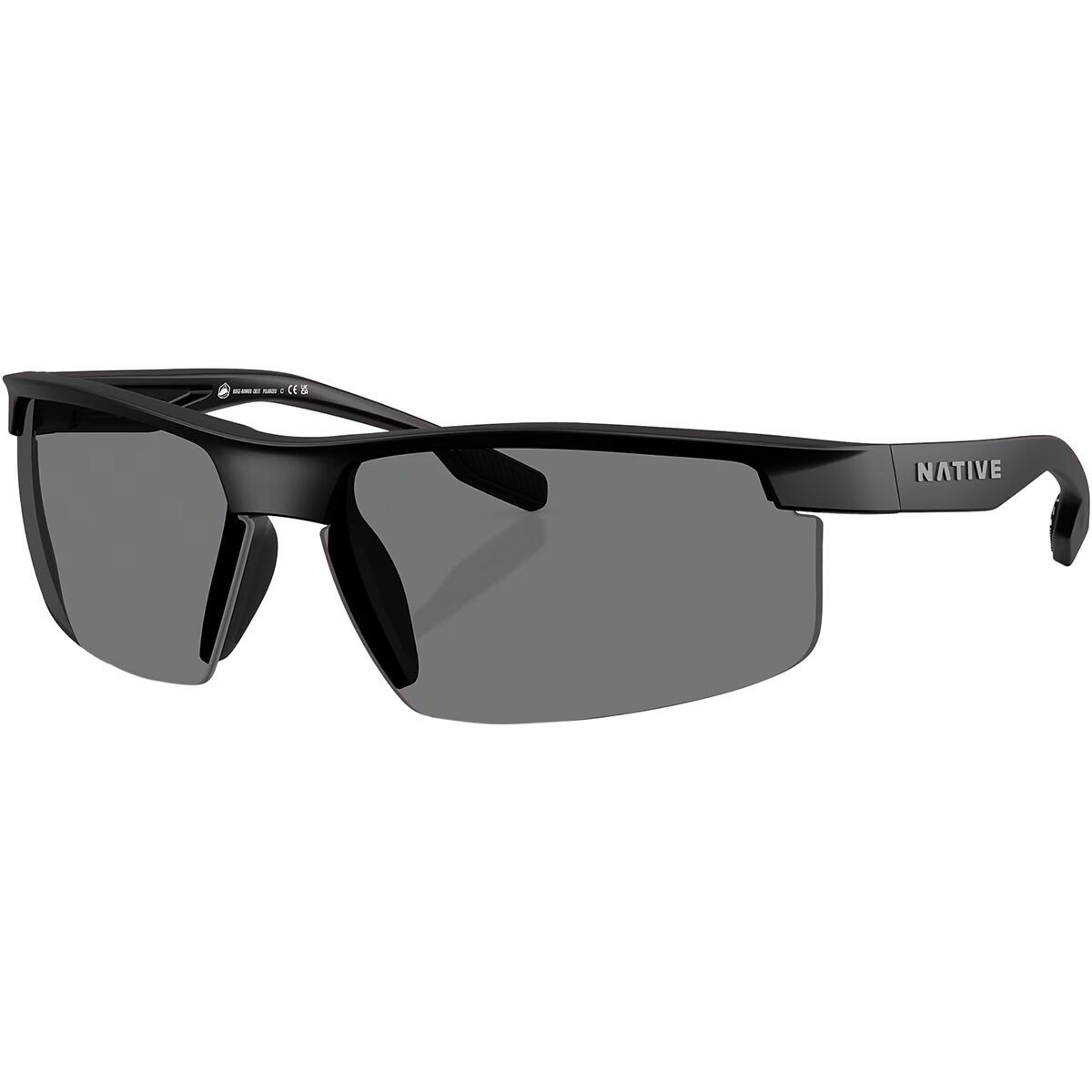 Image of Native Eyewear Ridge-Runner Crest Polarized Sunglasses Matte Black/Grey Polarized, One Size