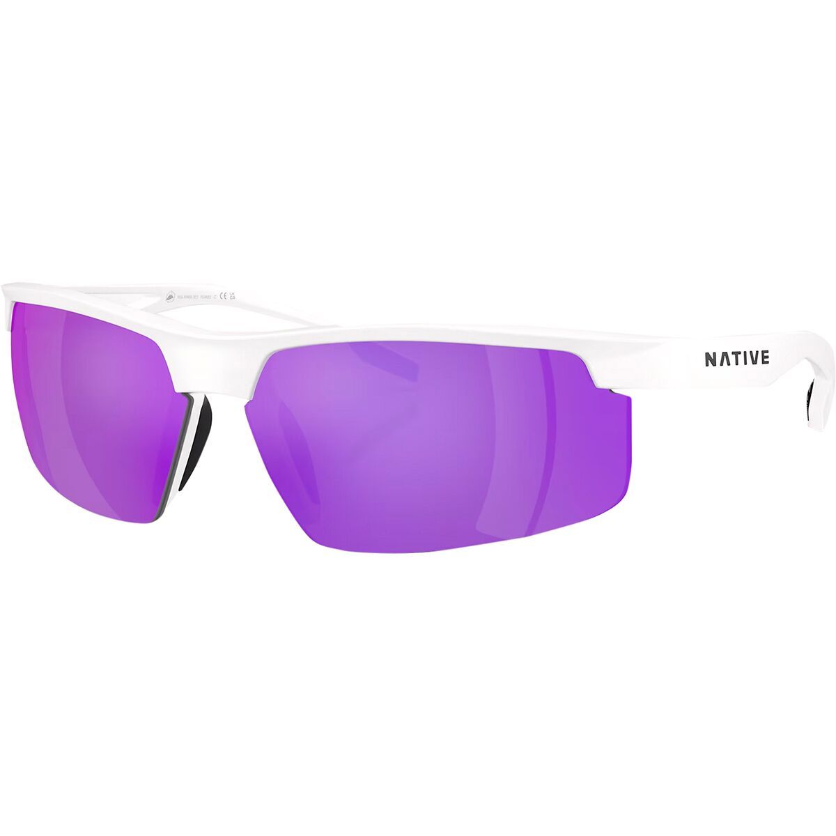 Image of Native Eyewear Ridge-Runner Crest Polarized Sunglasses Satin Quartz/Violet Relfex Polarized, One Size