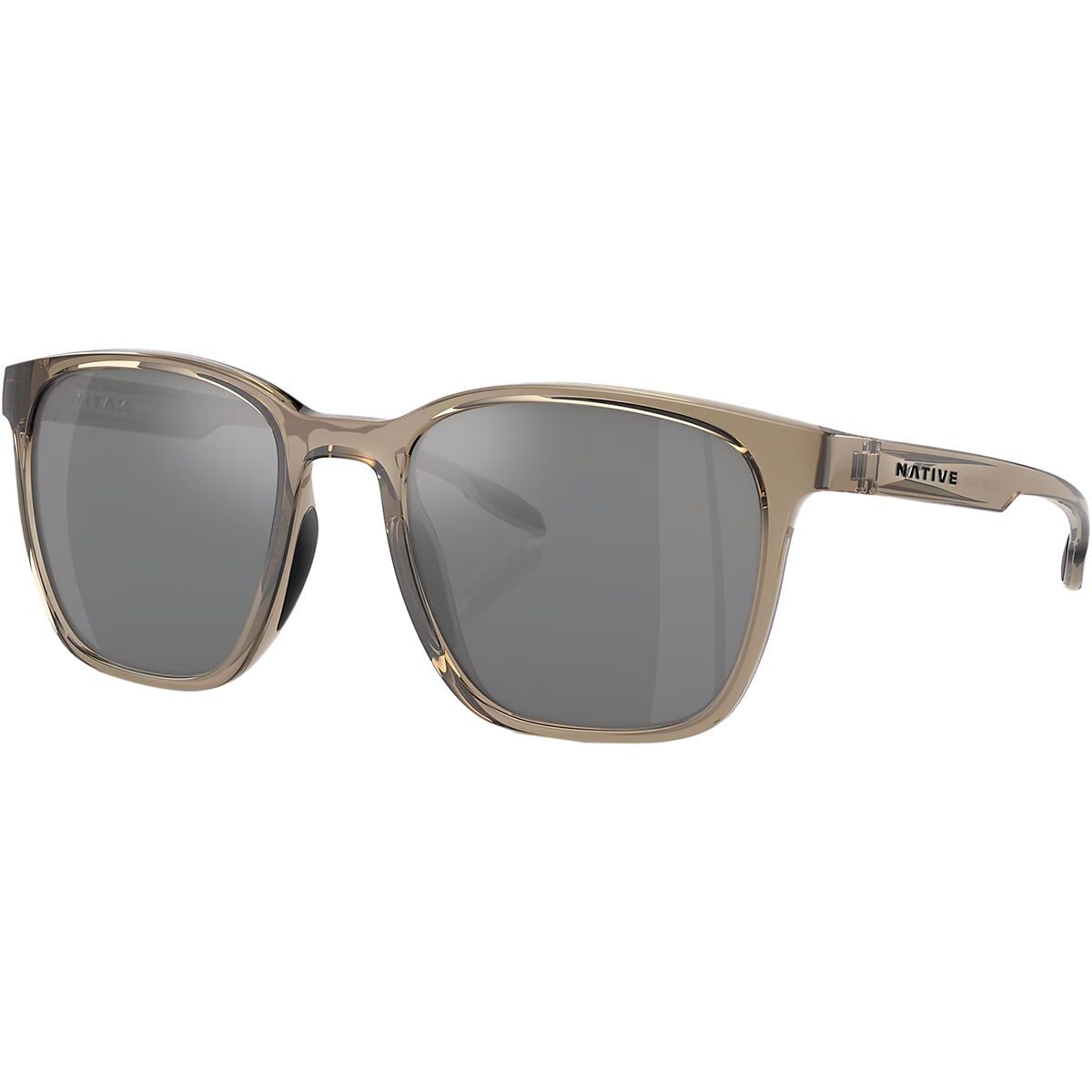 Image of Native Eyewear Targhee Square Polarized Sunglasses Smokey Quartz/Silver Reflex Polarized, One Size