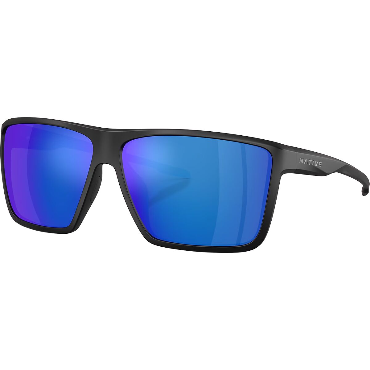 Image of Native Eyewear Tavern XL Polarized Sunglasses Matte Black/Blue Reflex Polarized, One Size