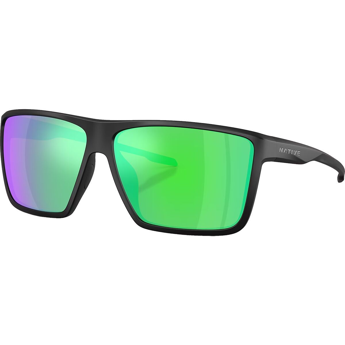 Image of Native Eyewear Tavern XL Polarized Sunglasses Matte Black/Green Reflex Polarized, One Size