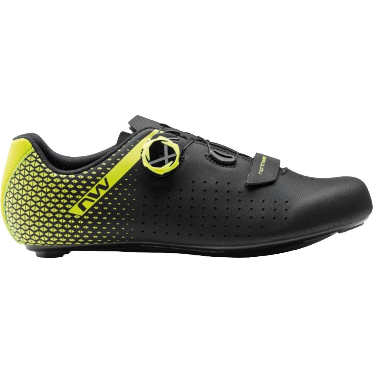 Image of Northwave Core Plus 2 Cycling Shoe - Men's Black/Yellow Fluo, 40.5