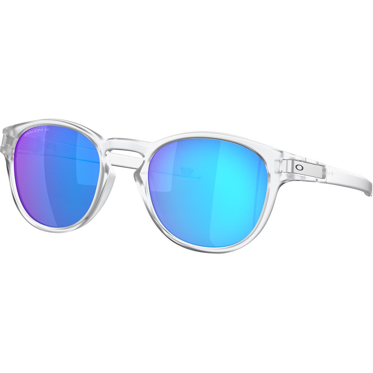 Image of Oakley Latch Prizm Sunglasses Matte Clear/Prizm Sapphire, One Size