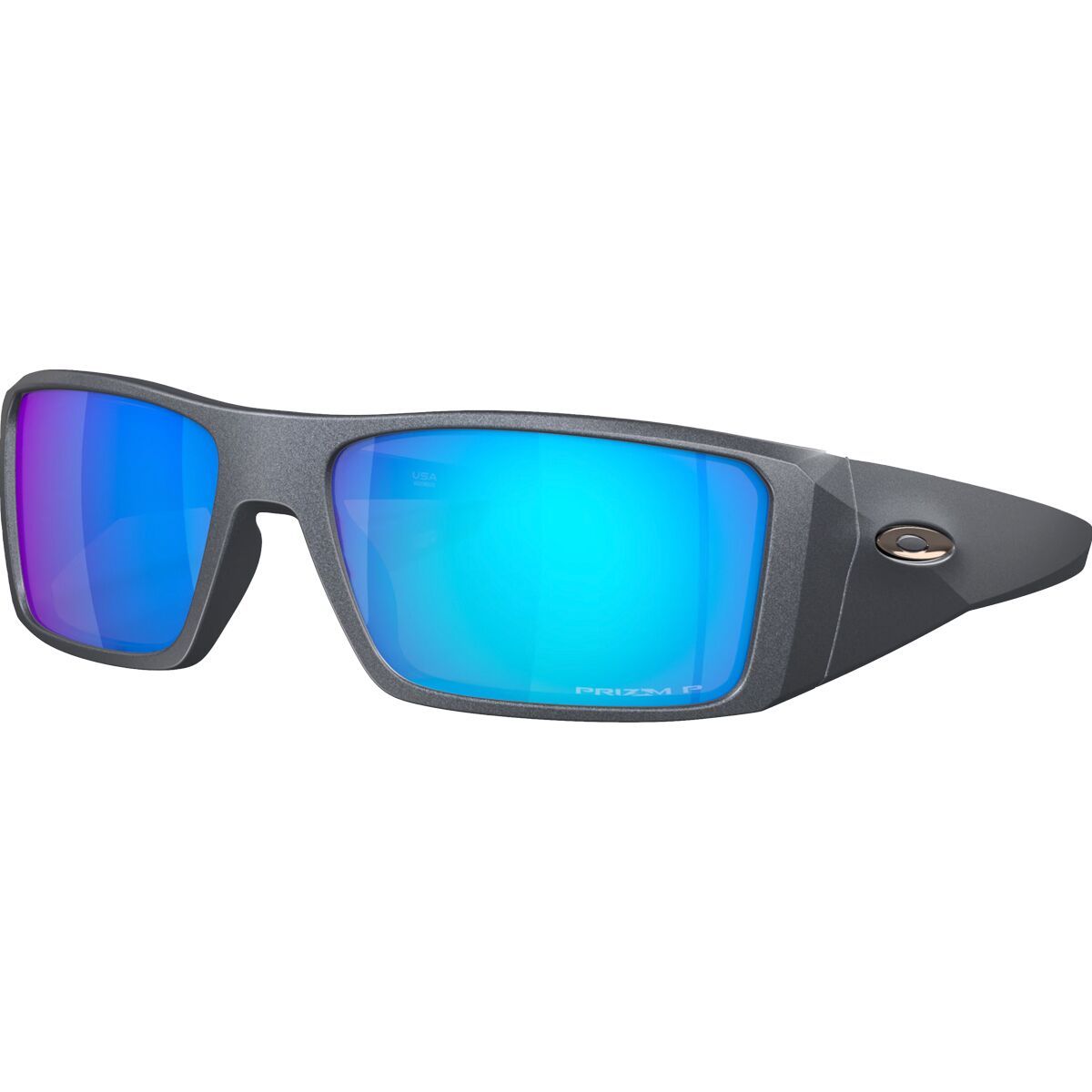Image of Oakley Heliostat Prizm Polarized Sunglasses Blue Steel/Prizm Sapphire Polar, One Size