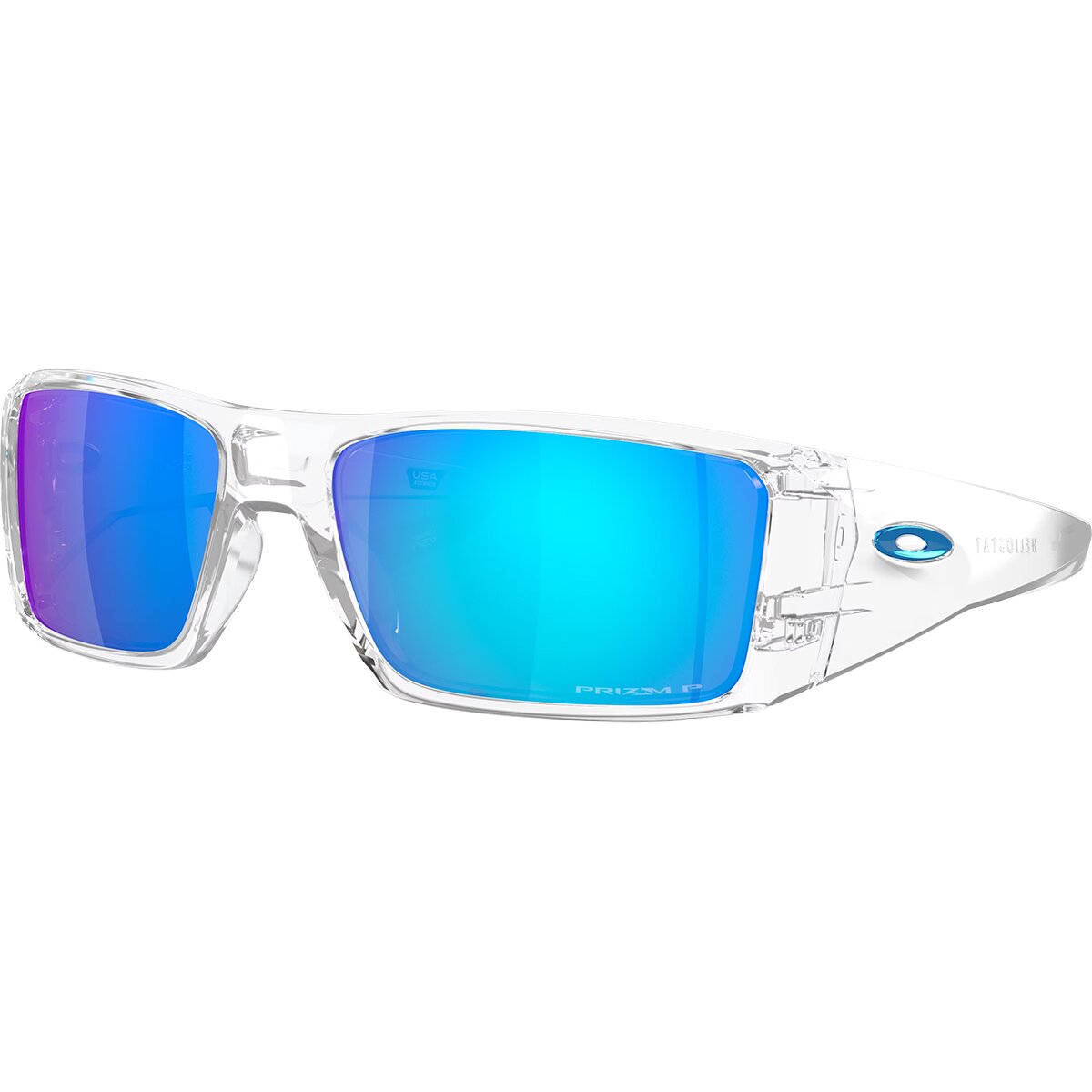 Oakley Oakley Heliostat Prizm Polarized Sunglasses Clear w/Prizm Sapphire Plr, One Size