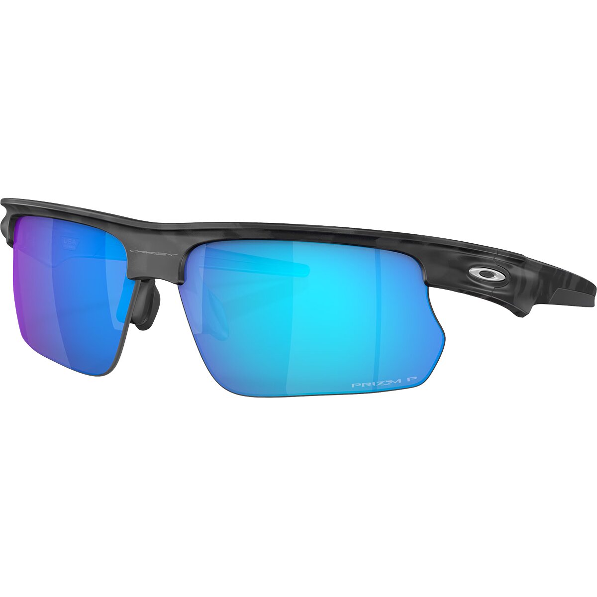 Image of Oakley Bisphaera Prizm Polarized Sunglasses Matte Grey Camo/Prizm Sapphire Polarized, One Size