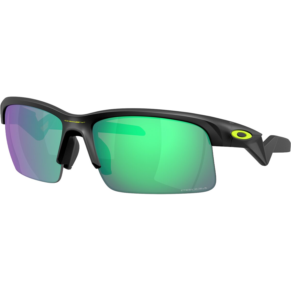 Image of Oakley Capacitor Prizm Sunglasses - Kids' Matte Black/Prizm Road Jade, One Size