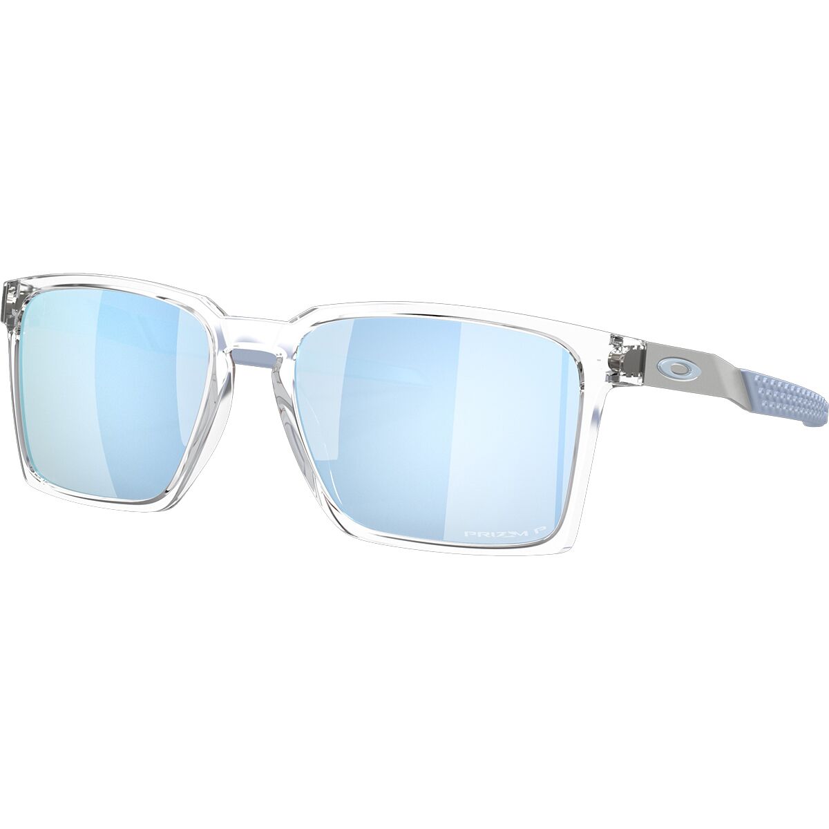 Image of Oakley Exchange Sun Prizm Polarized Sunglasses Polished Clear/Prizm Sapphire Polarized, One Size