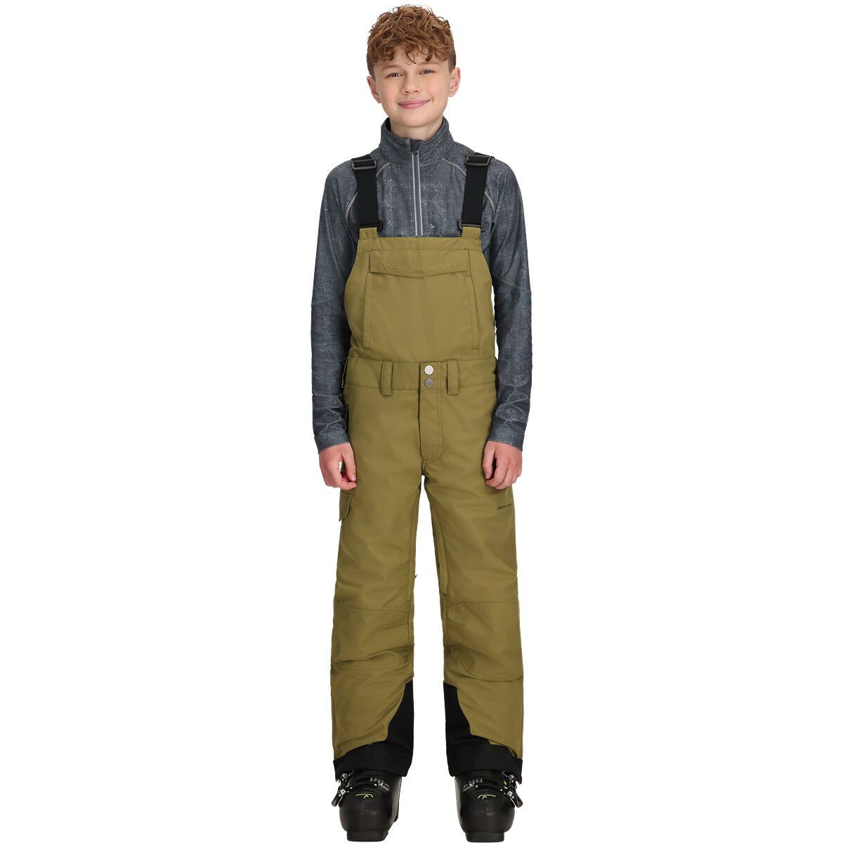 Image of Obermeyer Carver Bib Pant - Boys' Smokey Olive, XS
