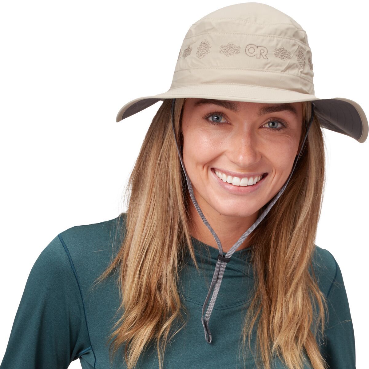 Image of Outdoor Research Solar Roller Sun Hat - Women's Khaki-Rice Embroidery, S