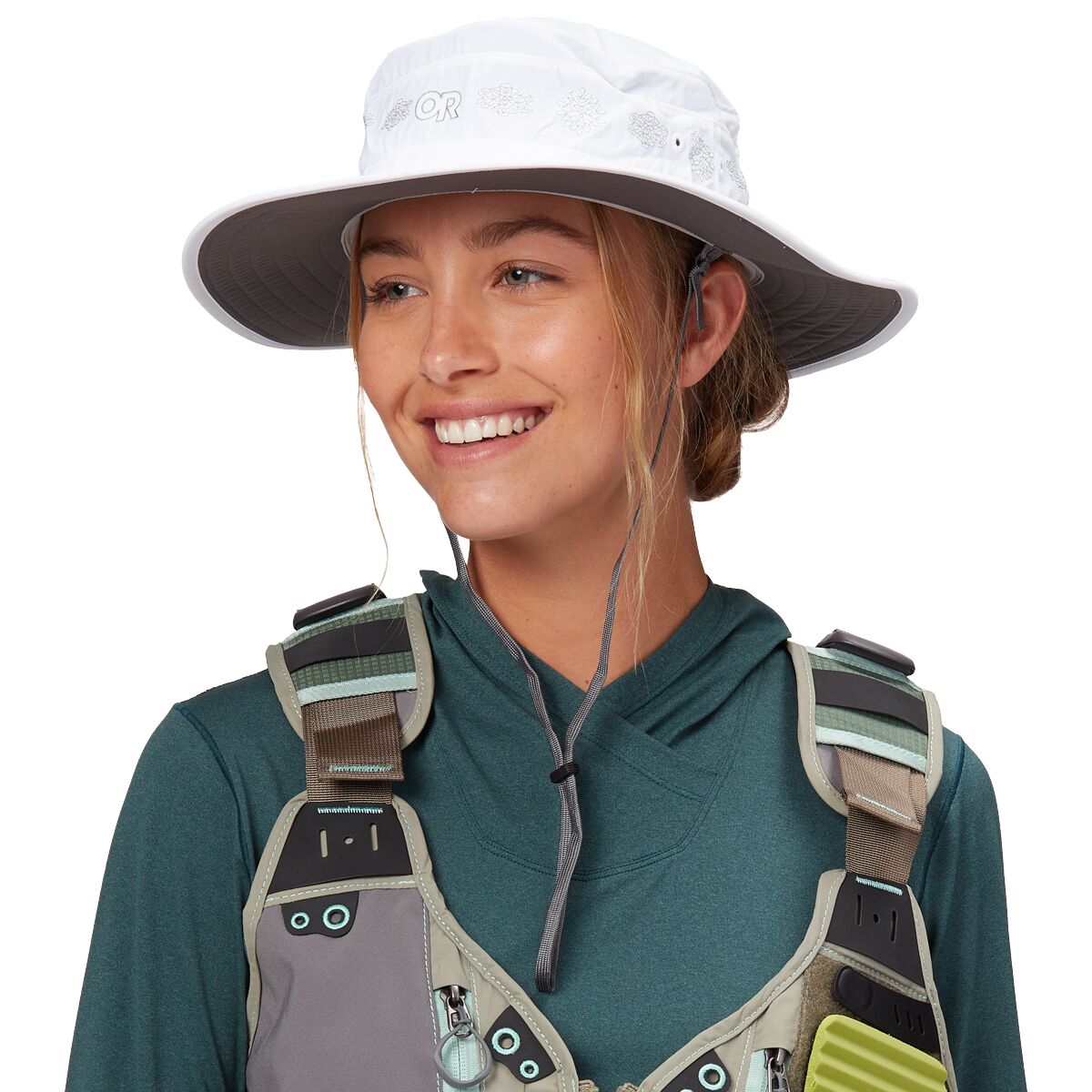 Image of Outdoor Research Solar Roller Sun Hat - Women's White-Rice Embroidery, S