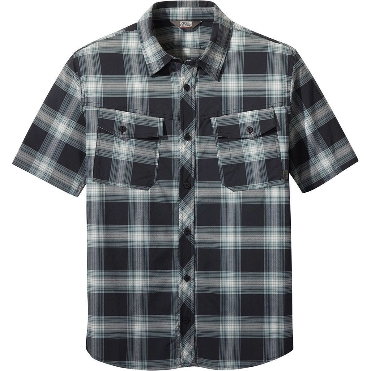 Outdoor Research Wanderer Short-Sleeve Shirt - Men's Black Plaid, M