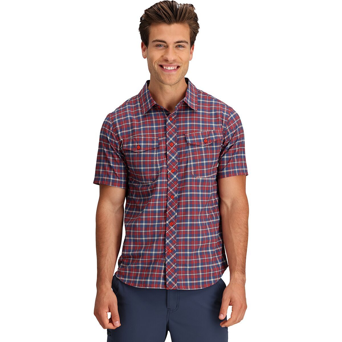 Outdoor Research Wanderer Short-Sleeve Shirt - Men's Cranberry Plaid, L