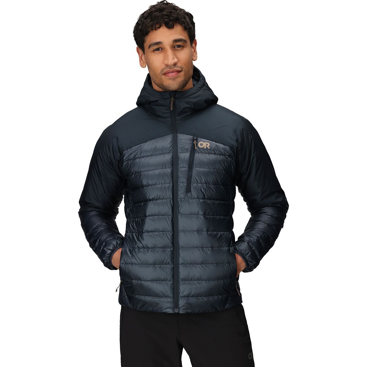 Image of Outdoor Research Helium Down Hooded Jacket - Men's Atlantic, S