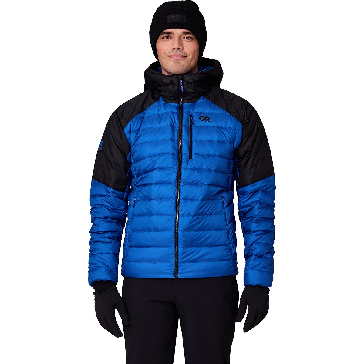Image of Outdoor Research Helium Down Hooded Jacket - Men's Azurite/Black, S