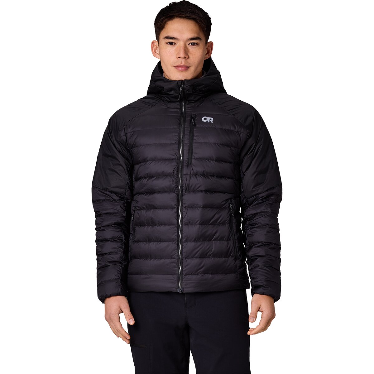 Image of Outdoor Research Helium Down Hooded Jacket - Men's Black 2, S