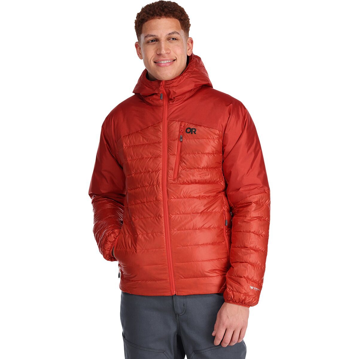 Outdoor Research Helium Down Hooded Jacket - Men's Cranberry, M