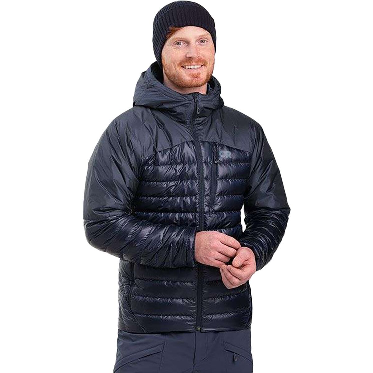 Outdoor Research Helium Down Hooded Jacket - Men's Naval Blue, S