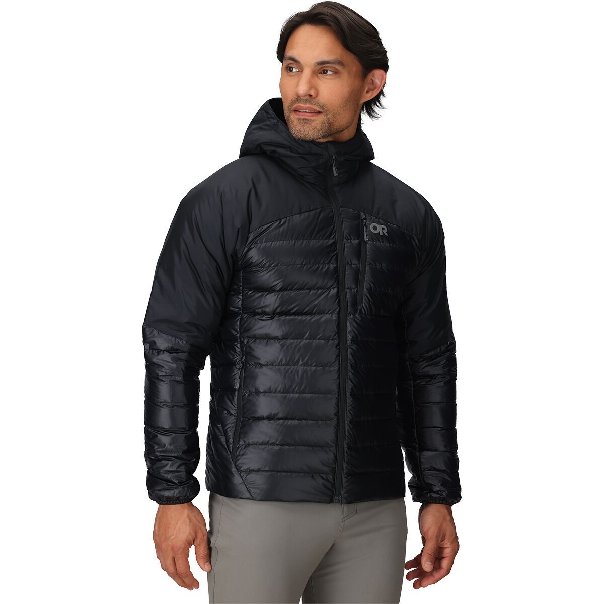 Image of Outdoor Research Helium Down Hooded Jacket - Men's Solid Black, XXL