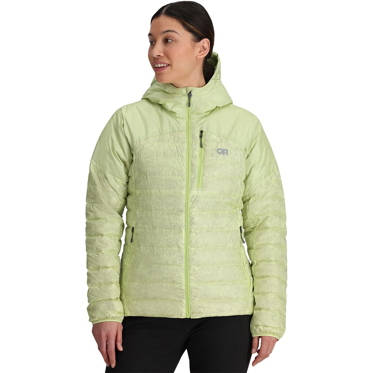Image of Outdoor Research Helium Down Hooded Jacket - Women's Cool Matcha, XL
