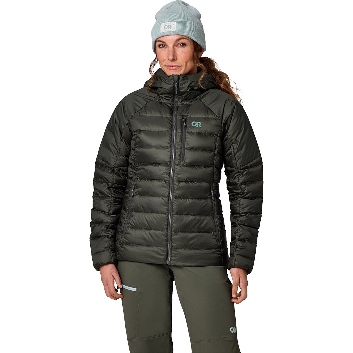 Image of Outdoor Research Helium Down Hooded Jacket - Women's Dark Laurel, M