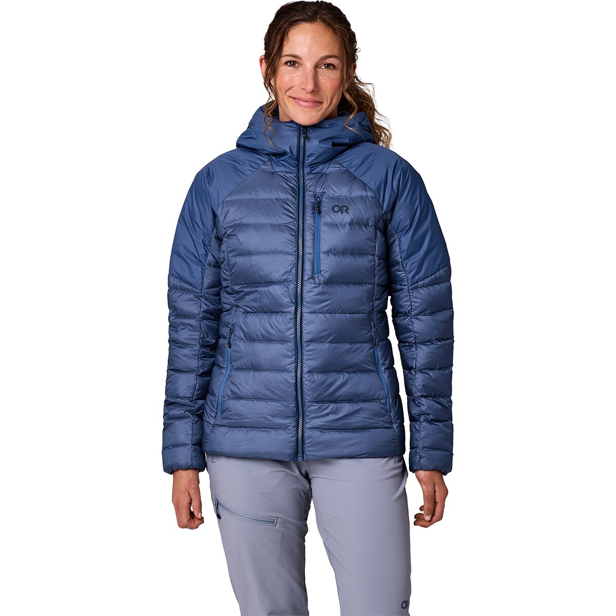 Image of Outdoor Research Helium Down Hooded Jacket - Women's Skyline, S