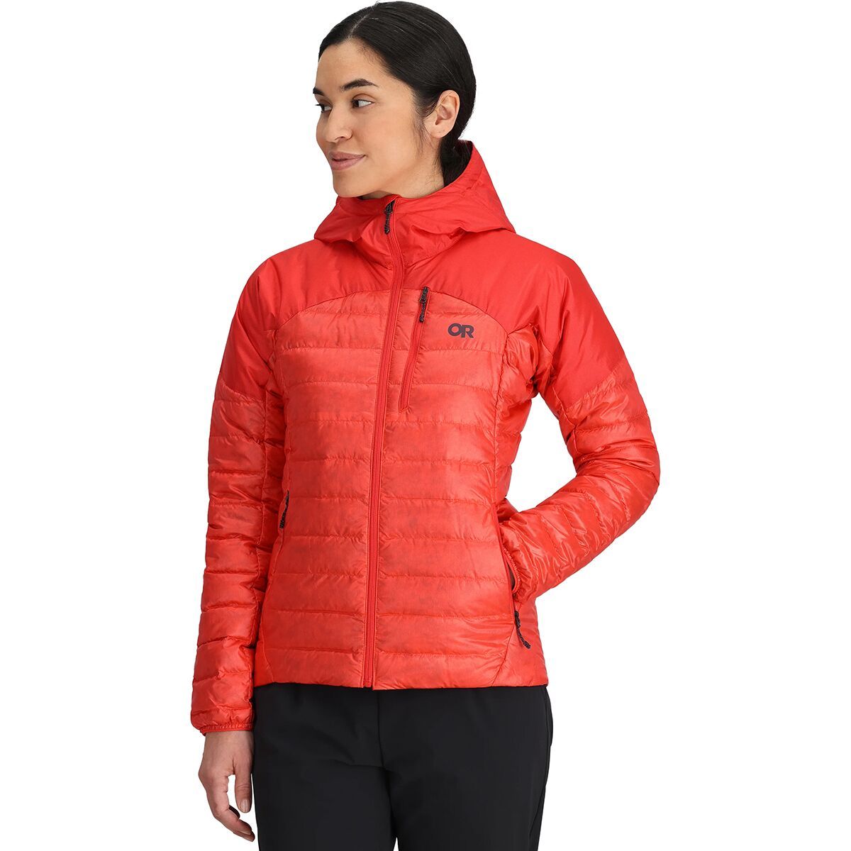 Image of Outdoor Research Helium Down Hooded Jacket - Women's Sunrise, XS