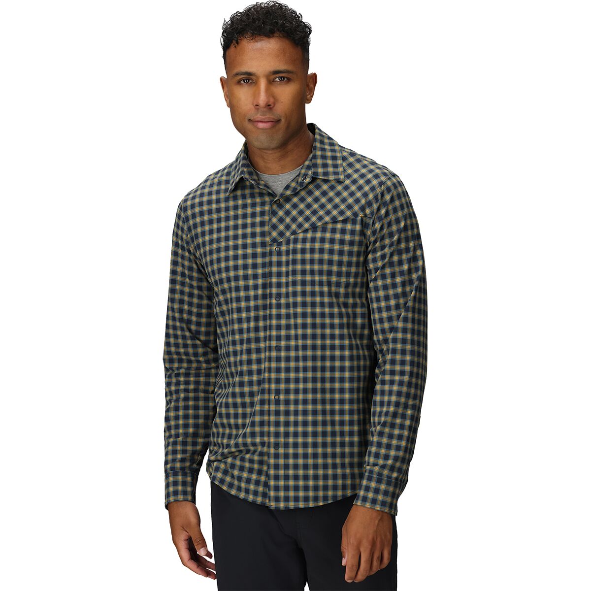 Image of Outdoor Research Astroman Long-Sleeve Sun Shirt - Men's Gold Nebula Plaid, XXL