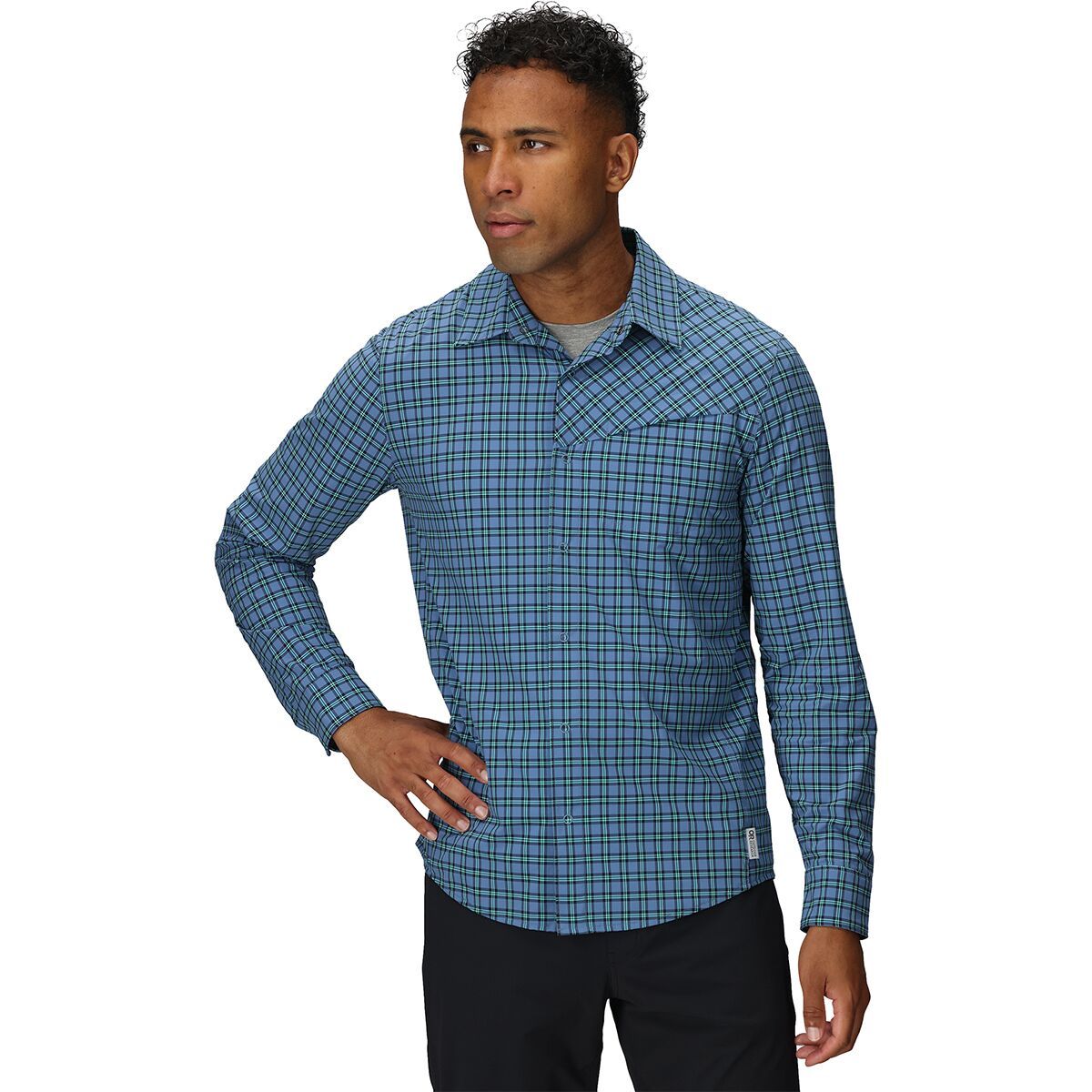 Image of Outdoor Research Astroman Long-Sleeve Sun Shirt - Men's Maldives Plaid, S