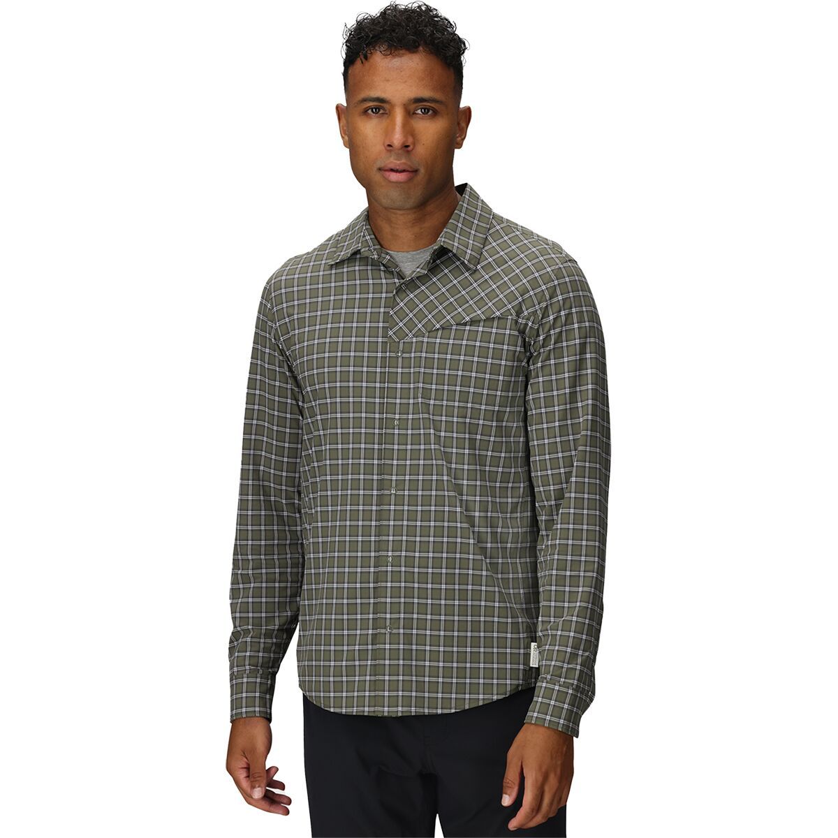 Image of Outdoor Research Astroman Long-Sleeve Sun Shirt - Men's Ranger Green Plaid, XL