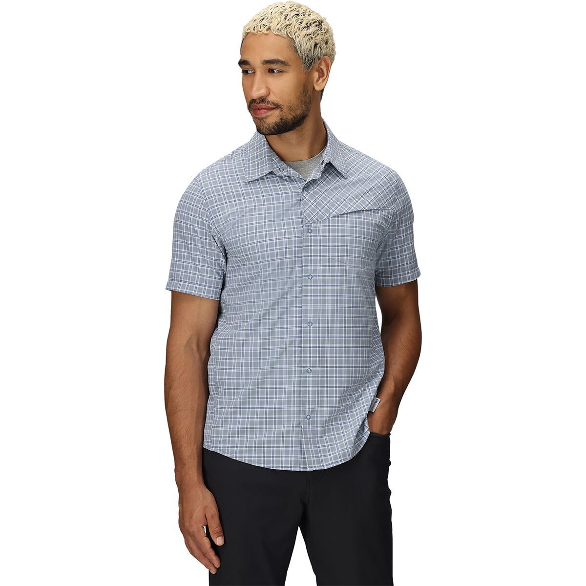 Image of Outdoor Research Astroman Short-Sleeve Sun Shirt - Men's Galactic Plaid, S